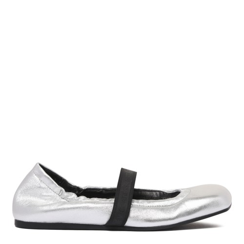Silver Leather Ballerina Shoes