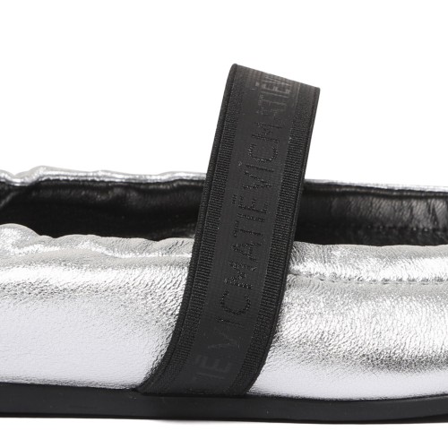 Silver Leather Ballerina Shoes