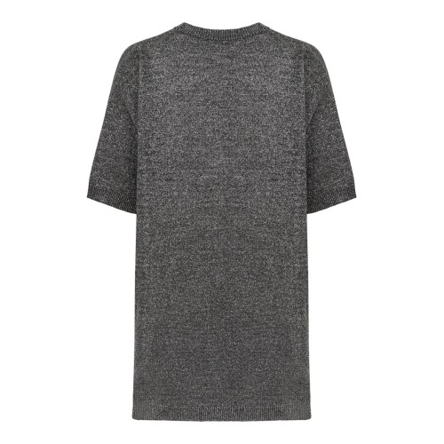 Silver Boxy Crew Neck Sweater In Lame