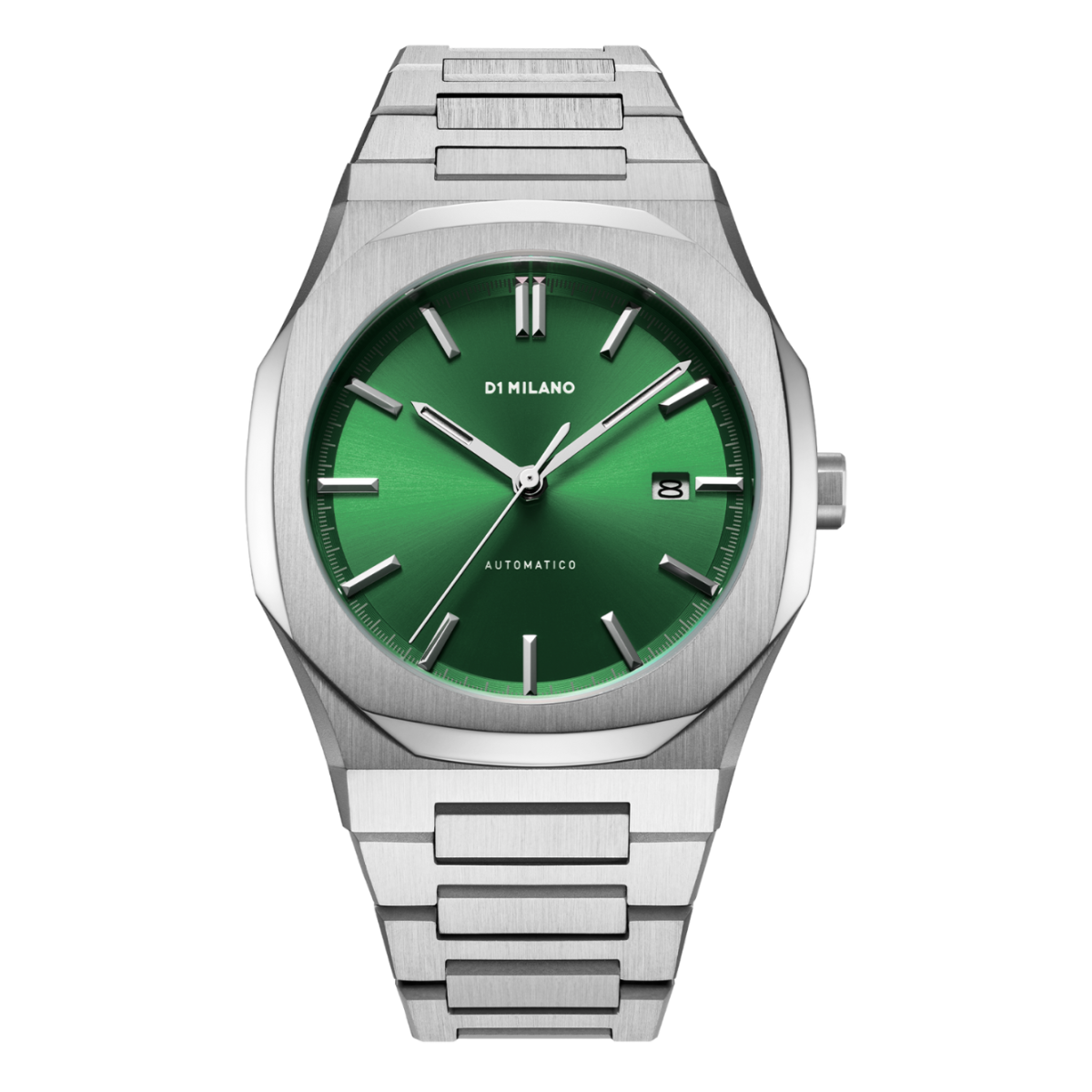 Silver and Green New Automatic Watch