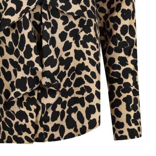 Ruffled Leopard-Print Shirt