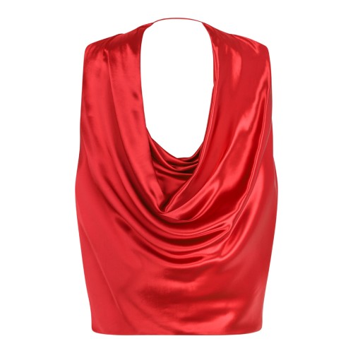 Red Satin Cape With Drape