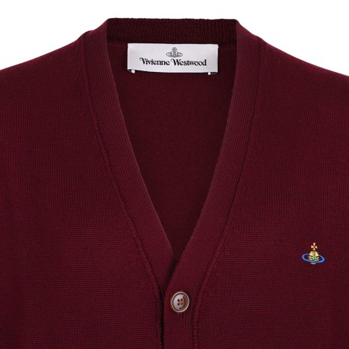 Red Orb-Embellishment Cardigan