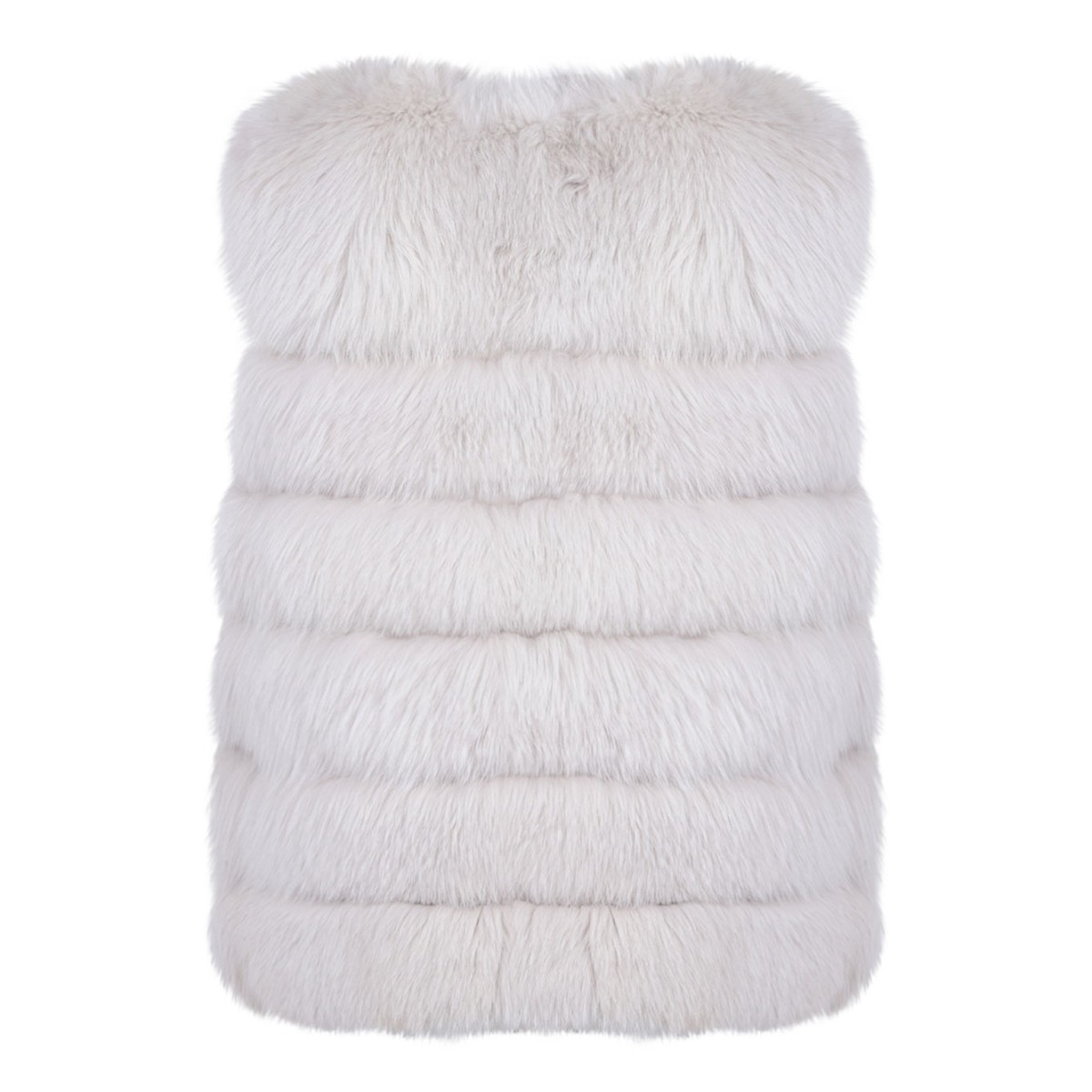 Pearl Fox Fur Vest with Low Collar