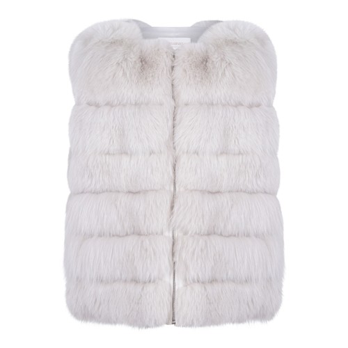 Pearl Fox Fur Vest with Low Collar