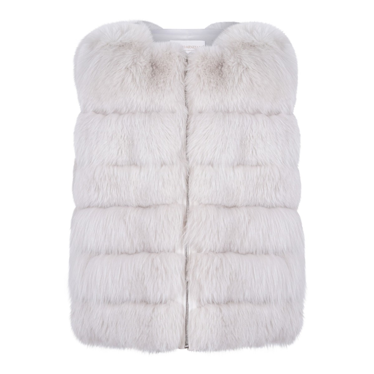 Pearl Fox Fur Vest with Low Collar