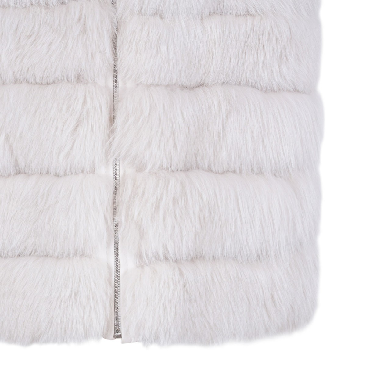Pearl Fox Fur Vest with Low Collar