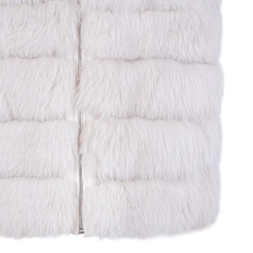 Pearl Fox Fur Vest with Low Collar