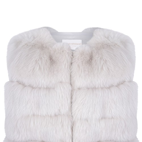 Pearl Fox Fur Vest with Low Collar