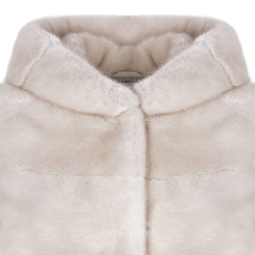 Pearl Mink Fur Coat with Hood and Belt