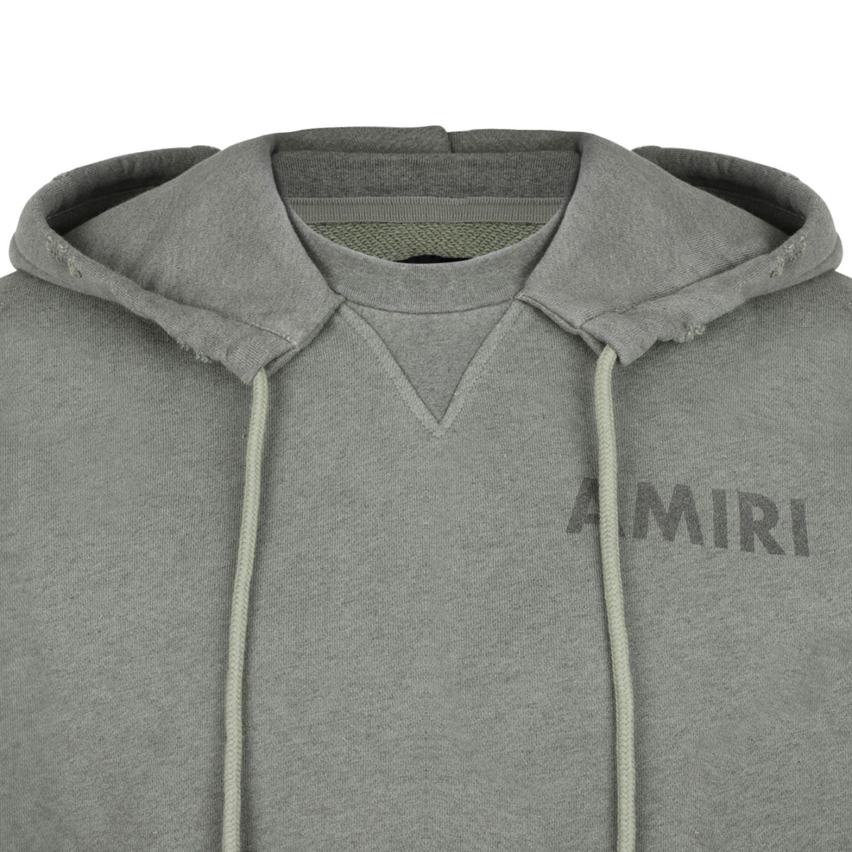 Olive Green Logo Detail Frayed Hem Hoodie