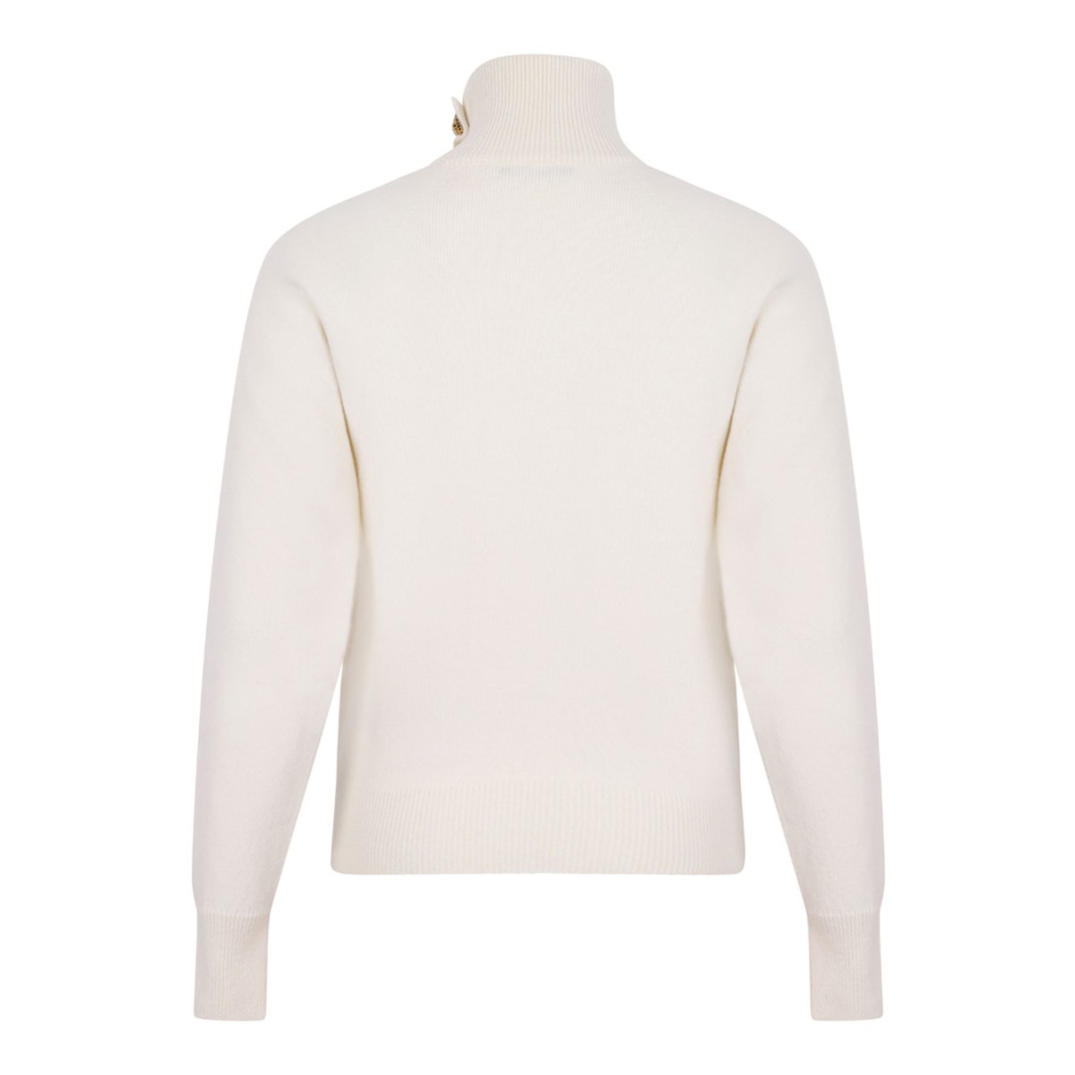 Off White High-Neck Coin-Button Sweater