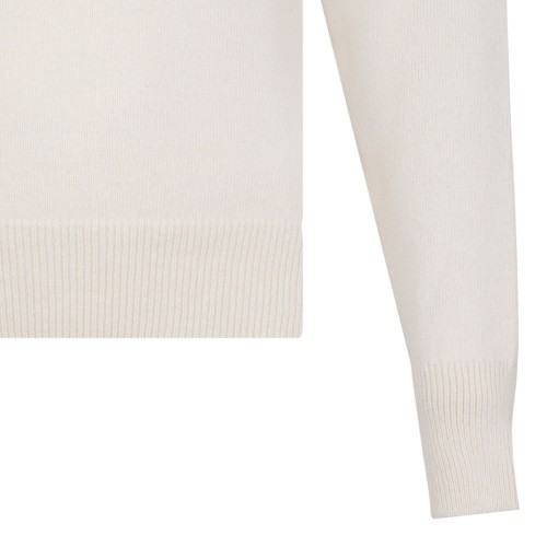 Off White High-Neck Coin-Button Sweater