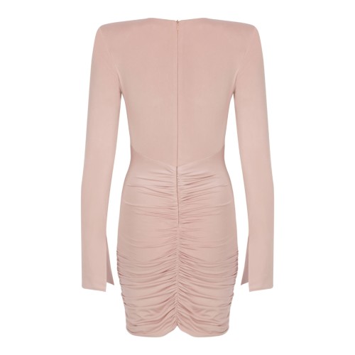 Nude Crystal Embellished Mini Dress