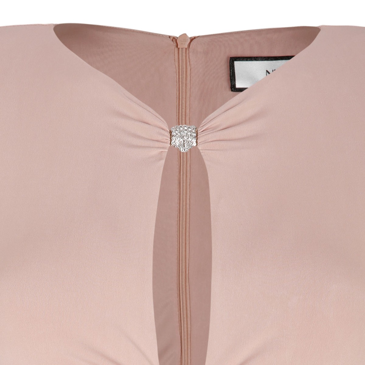 Nude Crystal Embellished Mini Dress