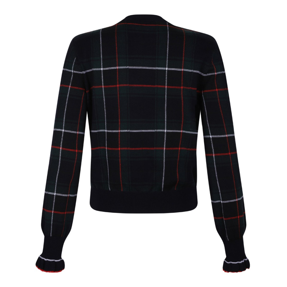 Navy Blue, Green and Red Wool Tartan Cardigan
