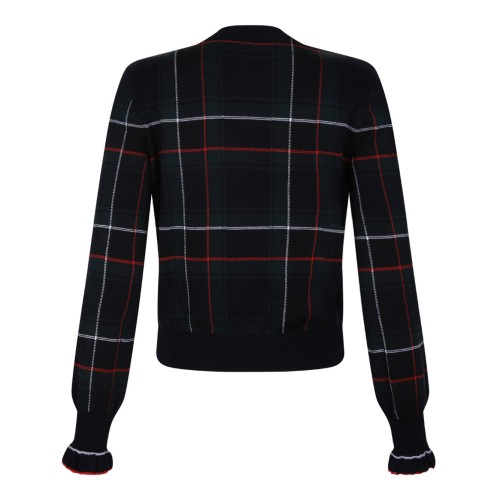 Navy Blue, Green and Red Wool Tartan Cardigan
