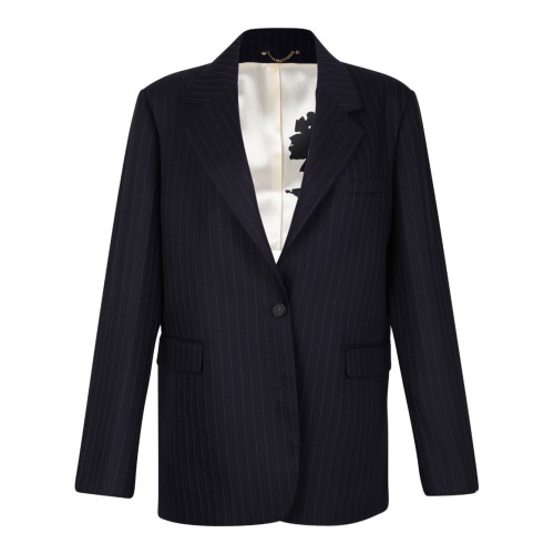 Navy Blue Pinstripe Single Breasted Blazer