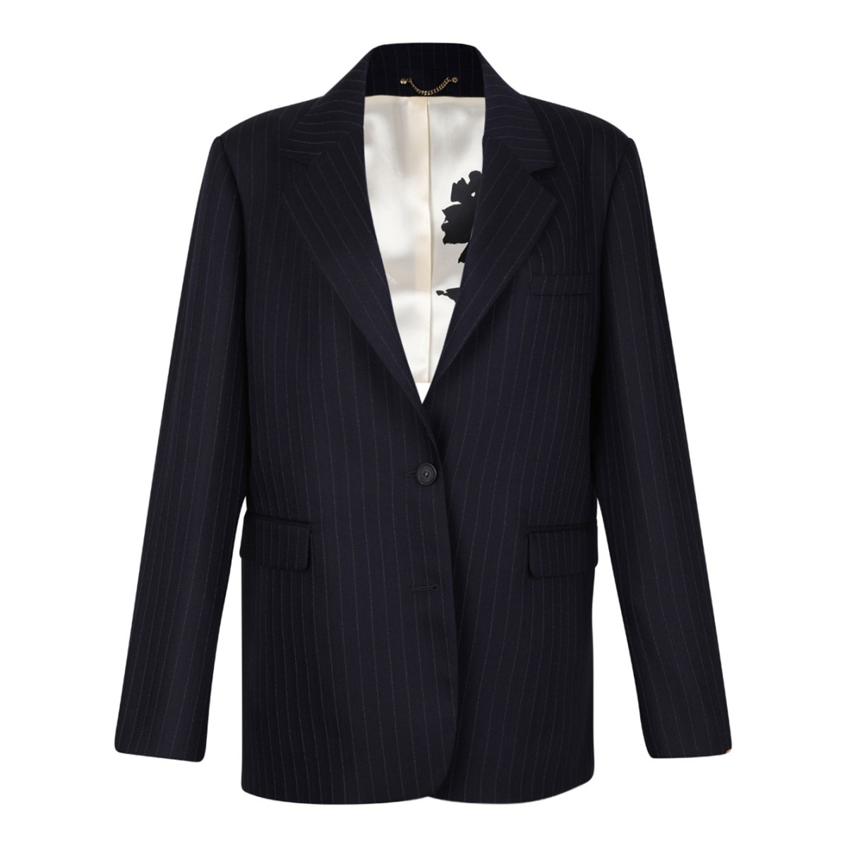 Navy Blue Pinstripe Single Breasted Blazer