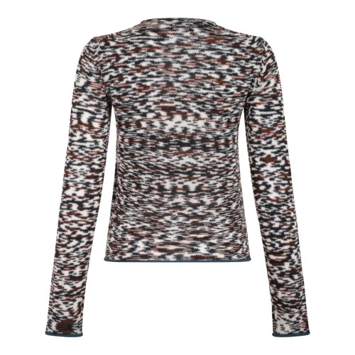 Black and Brown Crew Neck Sweater With Flame Pattern 2