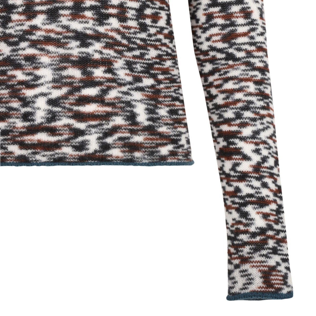 Black and Brown Crew Neck Sweater With Flame Pattern