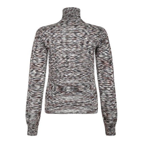 Black and Brown High-Neck Sweater In Flame Smooth Knit 2