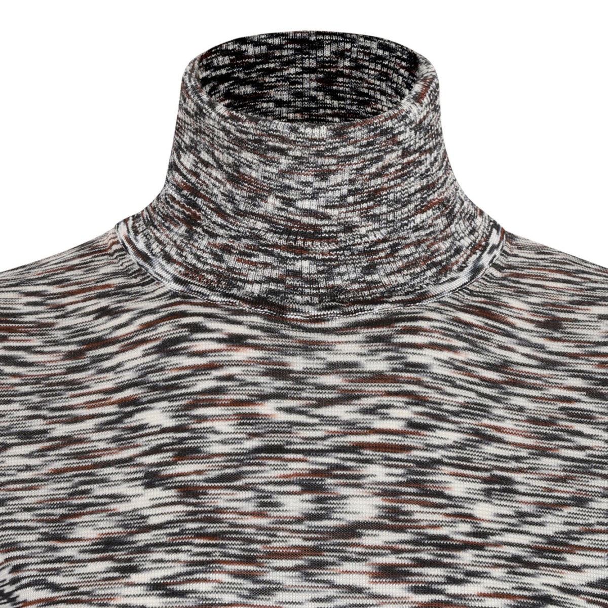 Black and Brown High-Neck Sweater In Flame Smooth Knit