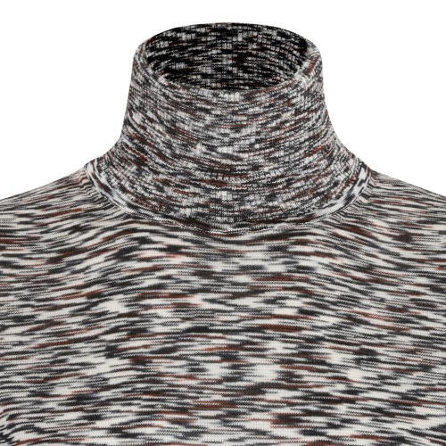 Black and Brown High-Neck Sweater In Flame Smooth Knit