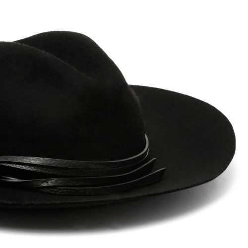 Black Hat With Leather Strap 2