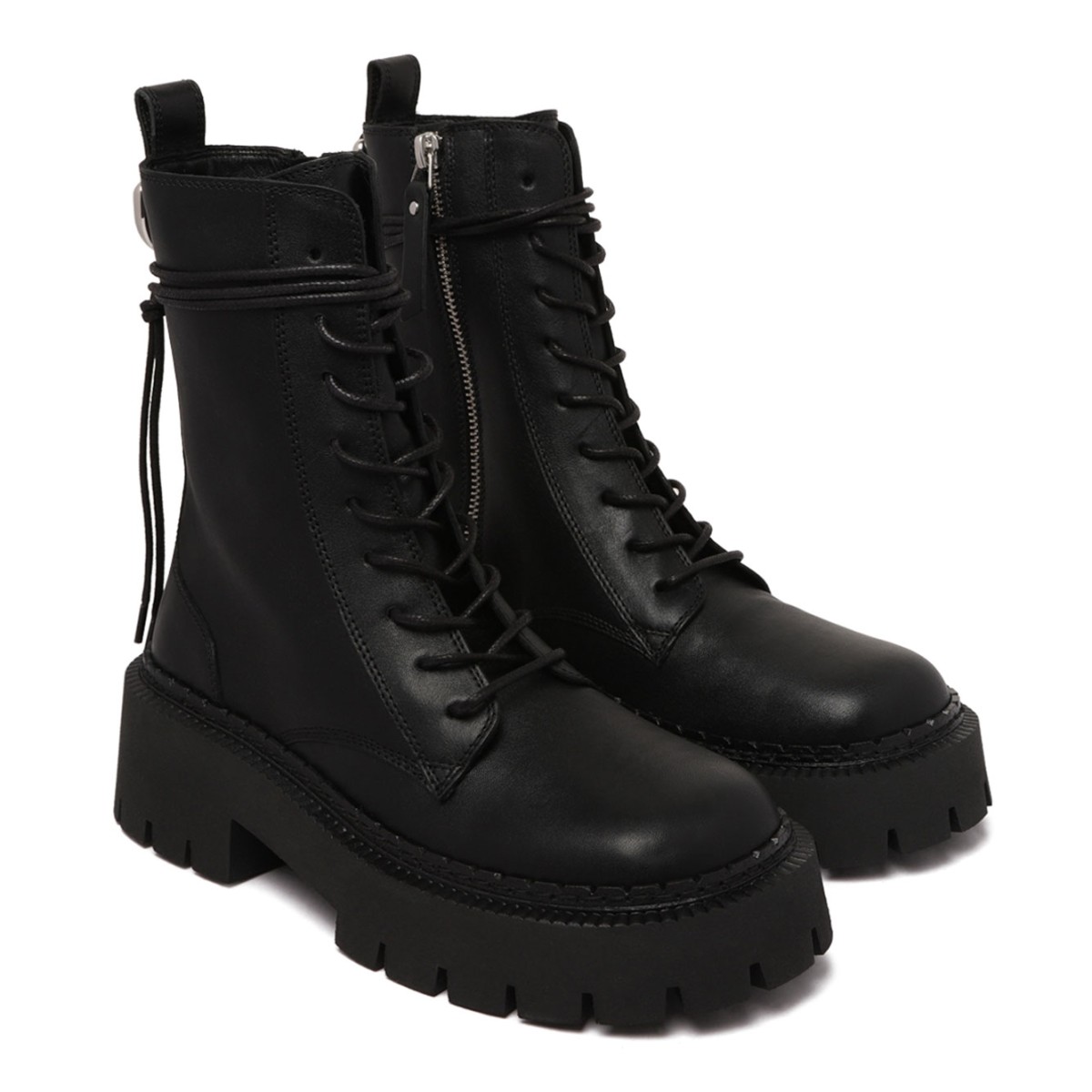 Black Lace-Up Combat Boots