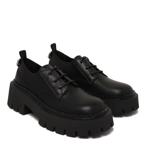 Black Lace-Up Platform Shoes