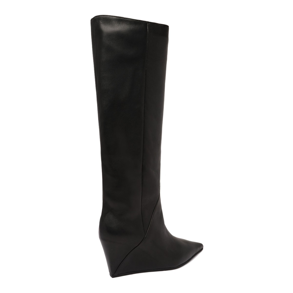 Black Leather Wedge Boots