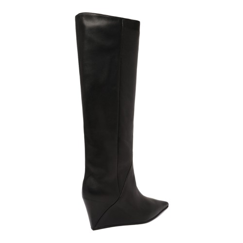 Black Leather Wedge Boots