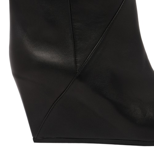 Black Leather Wedge Boots