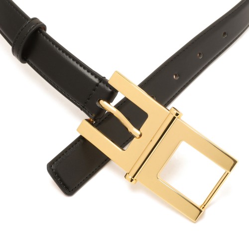 Black Logo-Buckle Leather Belt 2