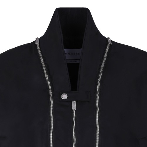 Black Short Zip-Up Bomber Jacket