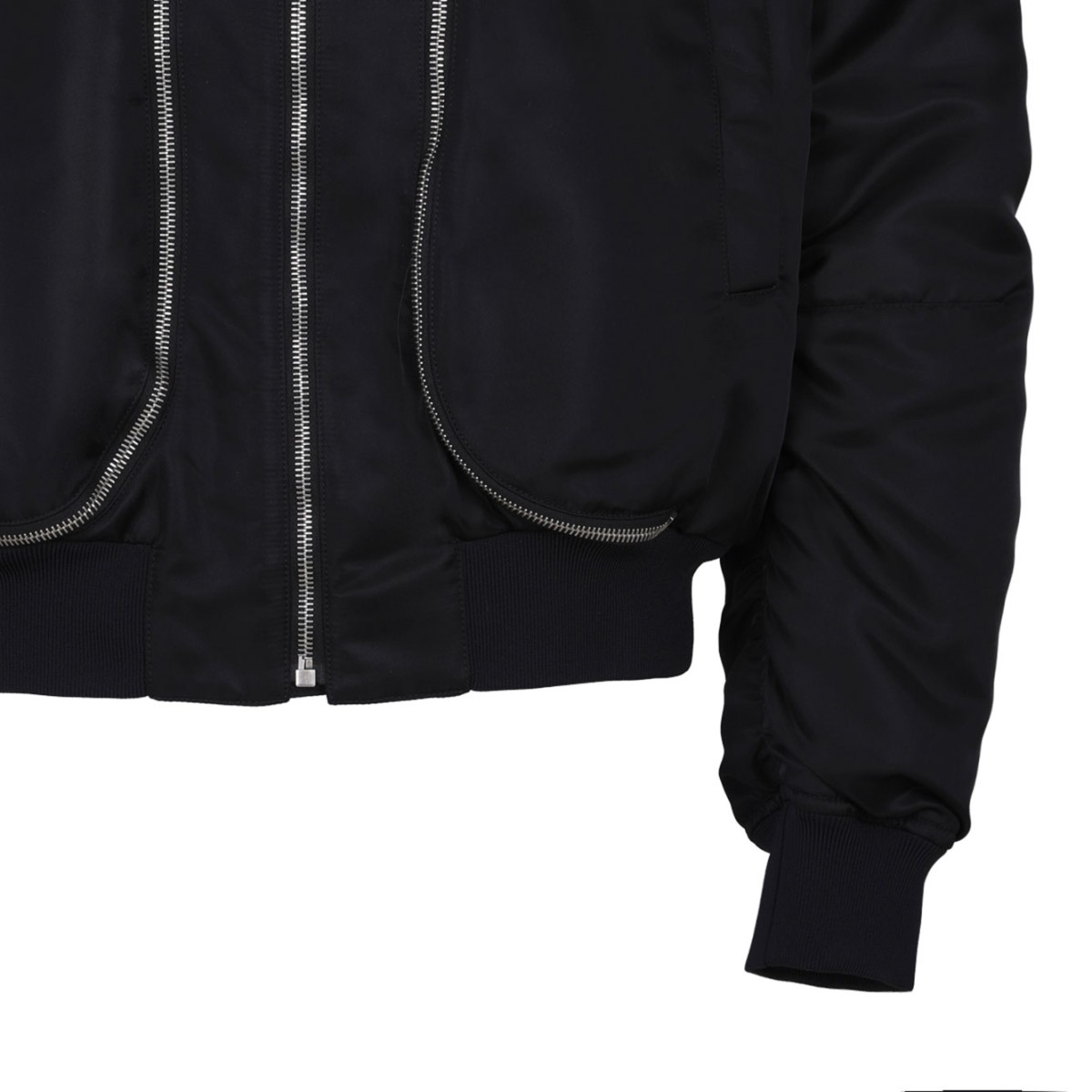 Black Short Zip-Up Bomber Jacket