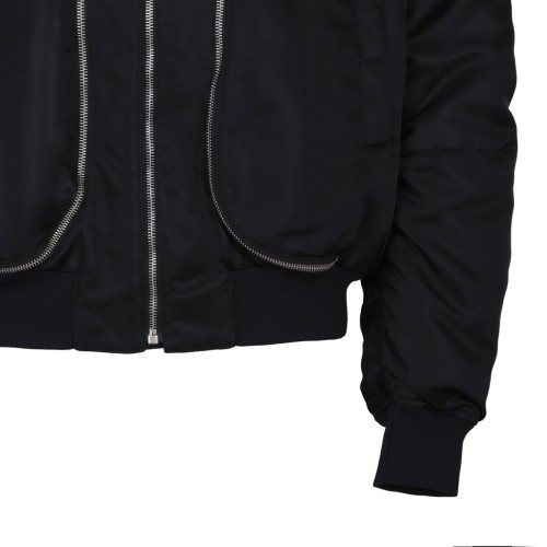 Black Short Zip-Up Bomber Jacket
