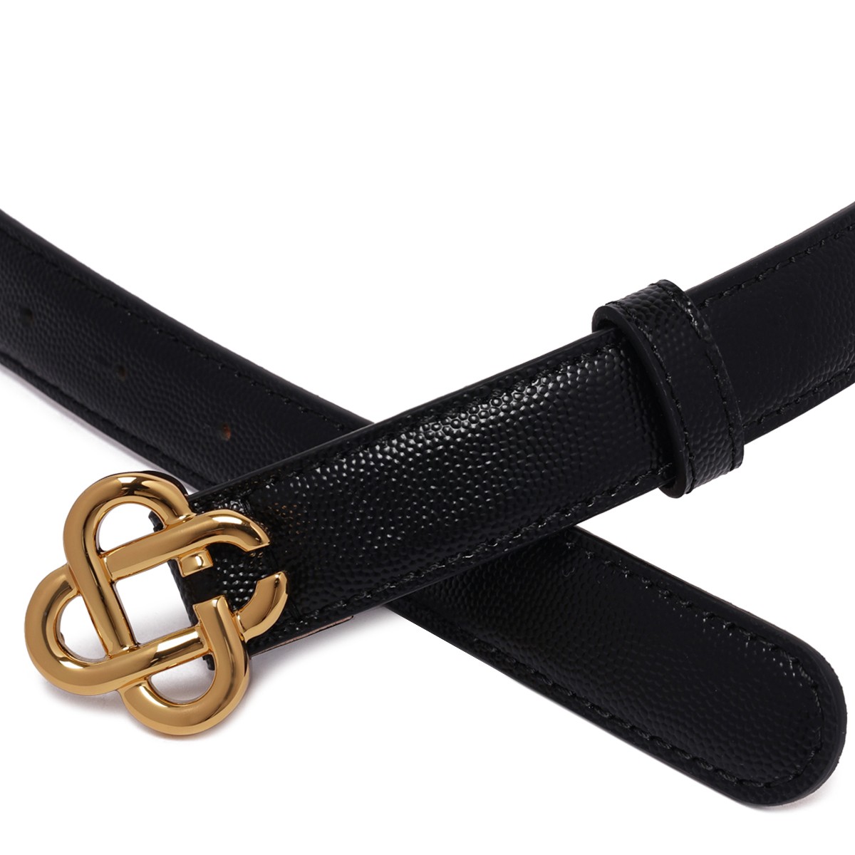 Black Silver CC Logo Buckle Belt