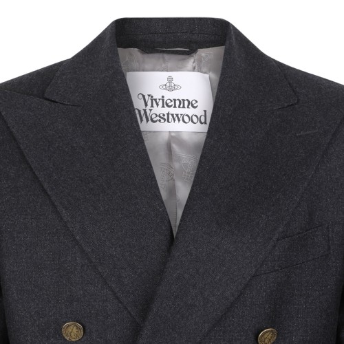 Charcoal Grey Captain Double-Breasted Blazer