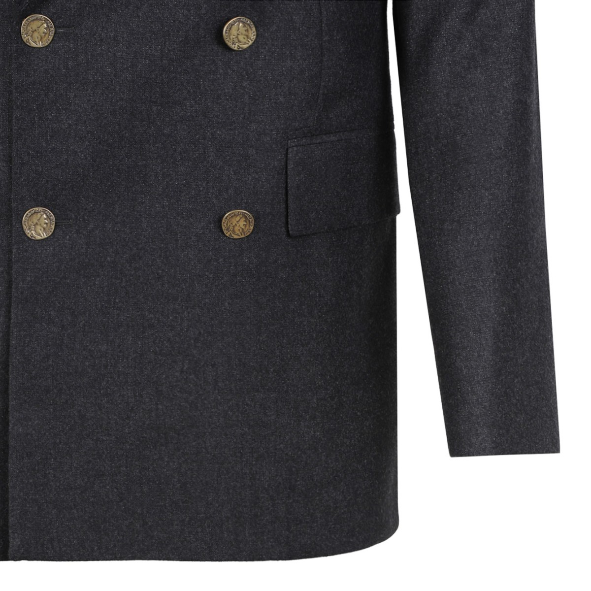 Charcoal Grey Captain Double-Breasted Blazer