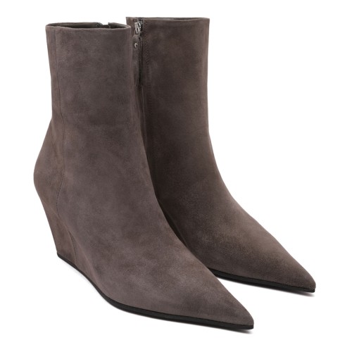 Mud Grey Suede Wedge Boots