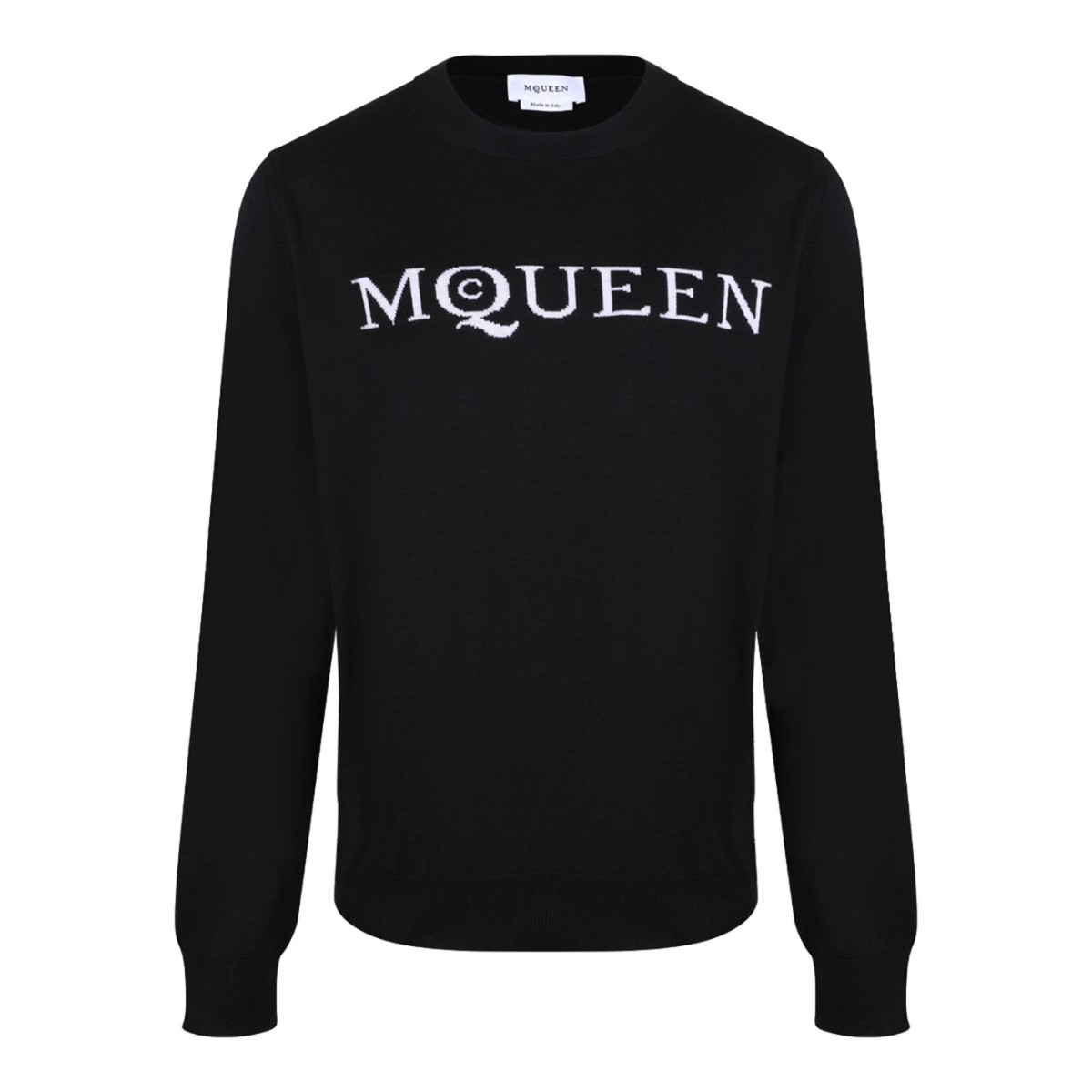 Black and Ivory Merino Wool Logo Jumper