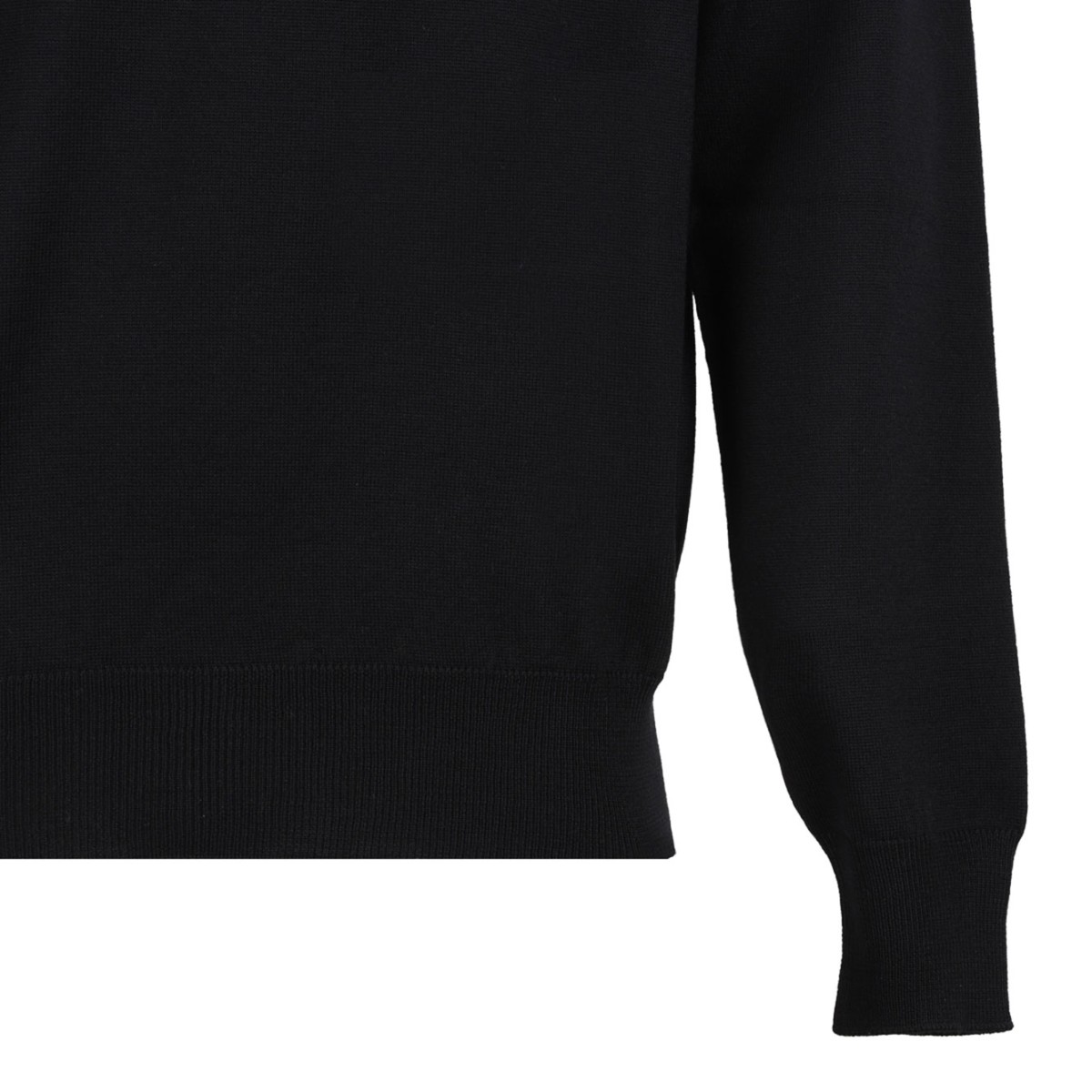 Black and Ivory Merino Wool Logo Jumper