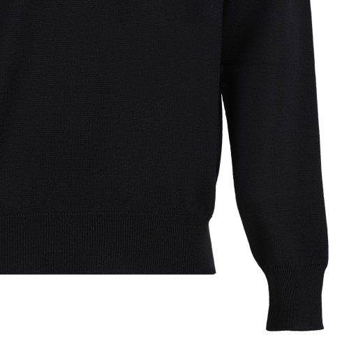 Black and Ivory Merino Wool Logo Jumper