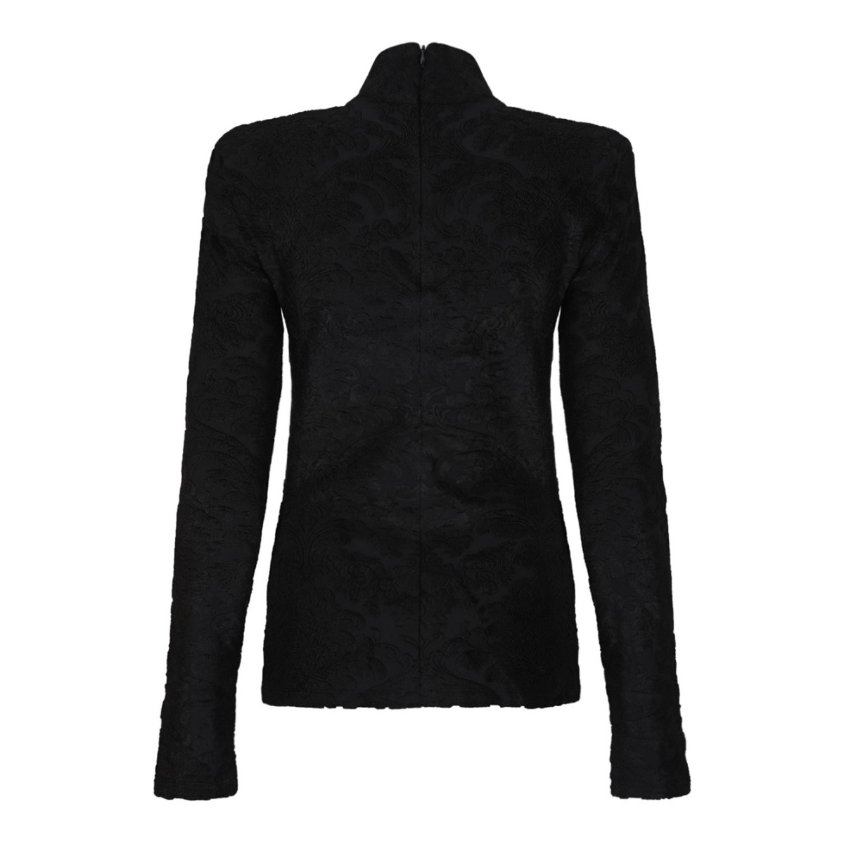 Black Boucle Baroque Pattern Top