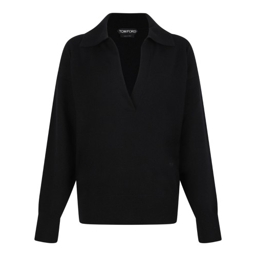 Black Cashmere Silk Polo