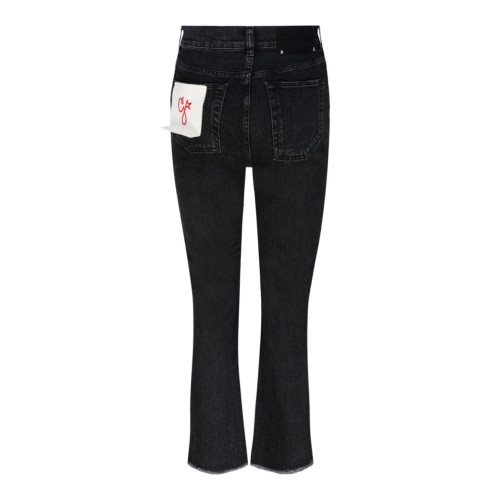Black Cotton Straight Leg Jeans