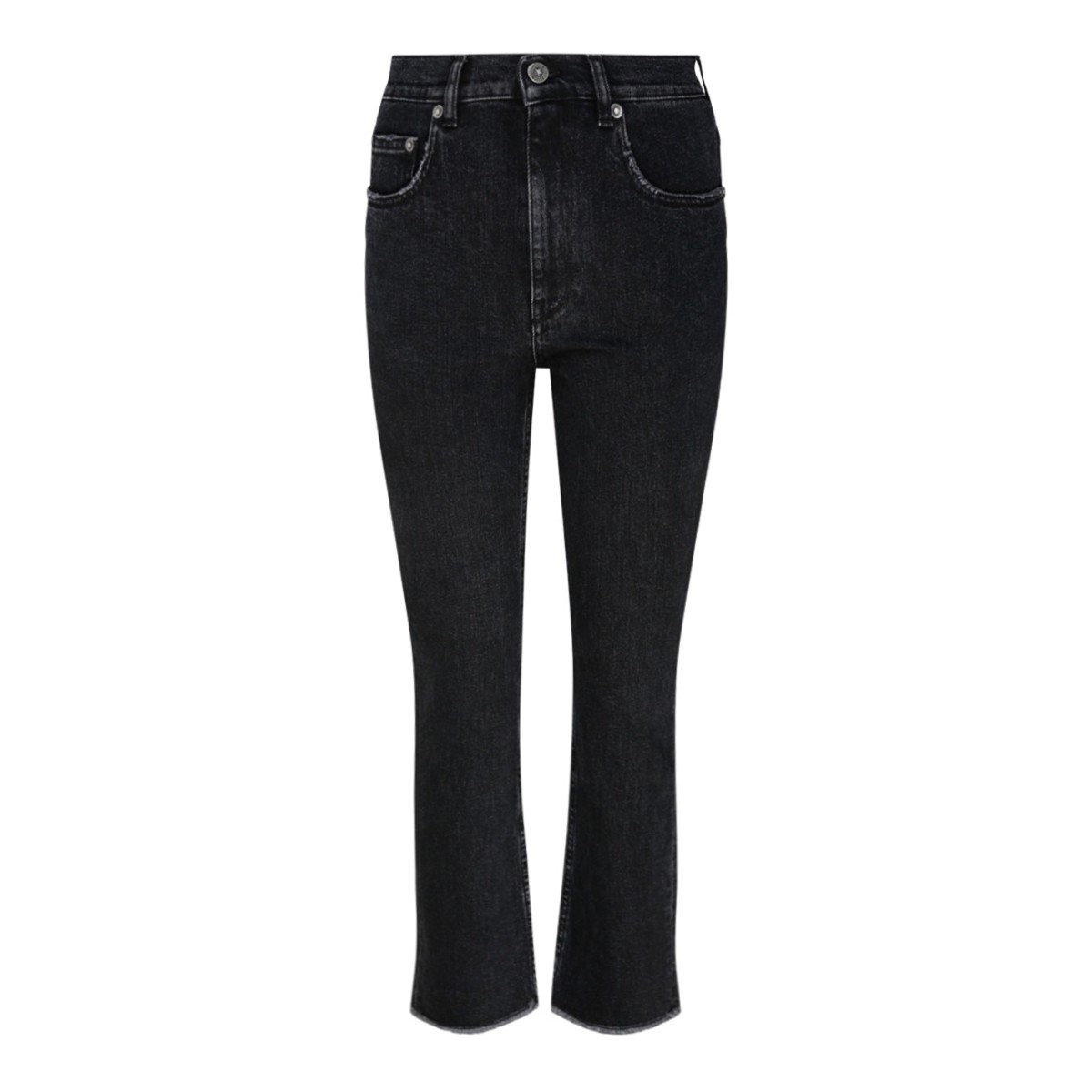 Black Cotton Straight Leg Jeans