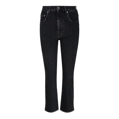 Black Cotton Straight Leg Jeans